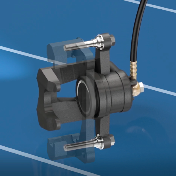 Animation of how a brake caliper assembly works